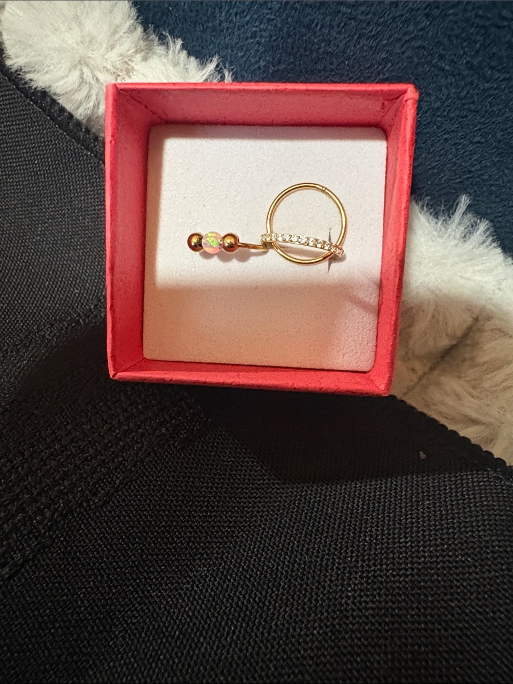 Gold Circle & Bead Accent set of 3 Women's Nose Ring - Gold